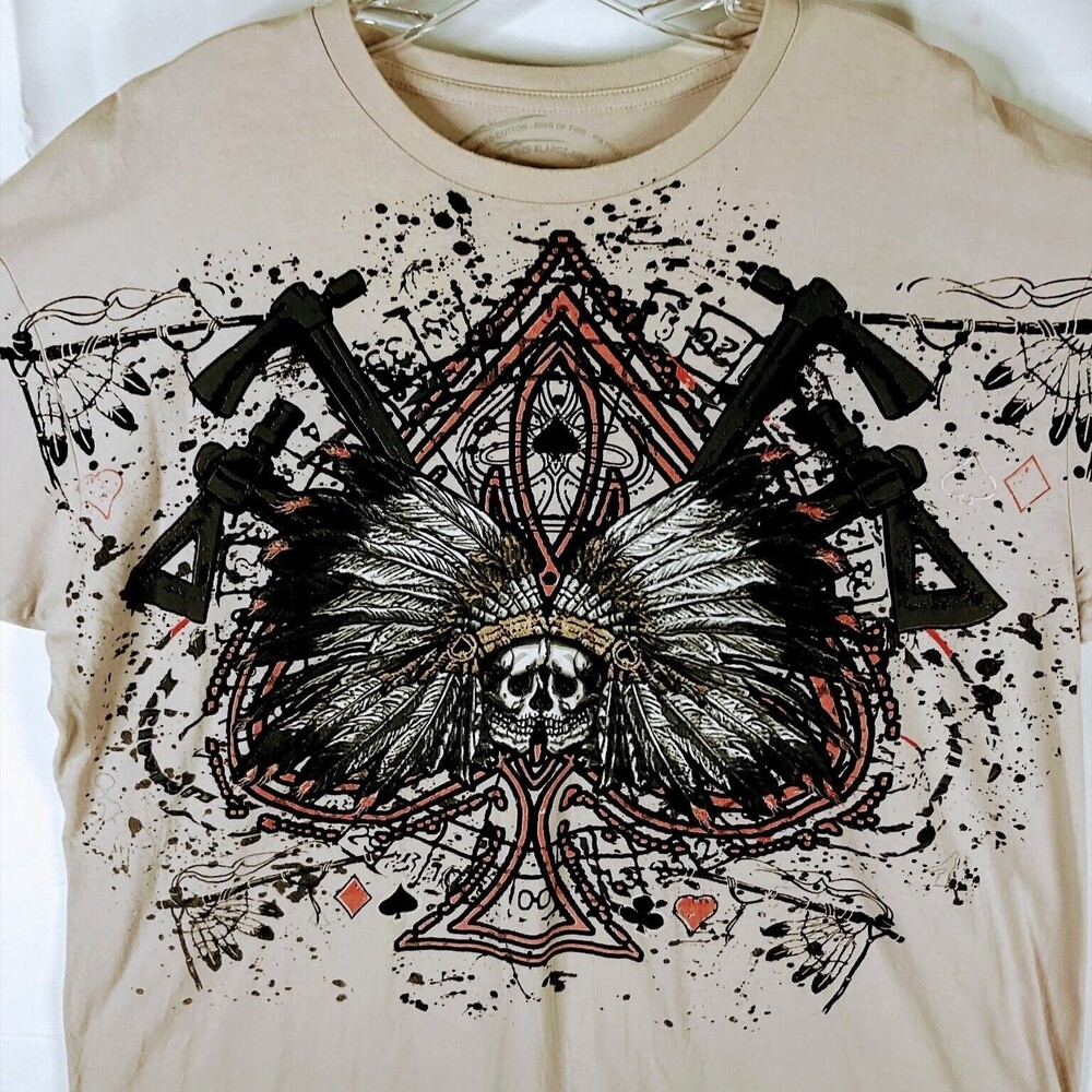 Ring of Fire Graphic Street Wear Men's T-Shirt XLarge Short-Sleeve  Beige